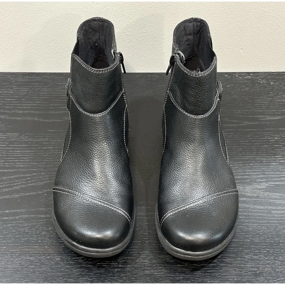 Clarks COLLECTION Soft Cushion WomenS Ankle Black Leather Work Boots 9M